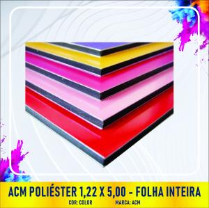 ACM Poliéster 1,22 x 5,00 - Folha Inteira  1,22m x 5,00m    